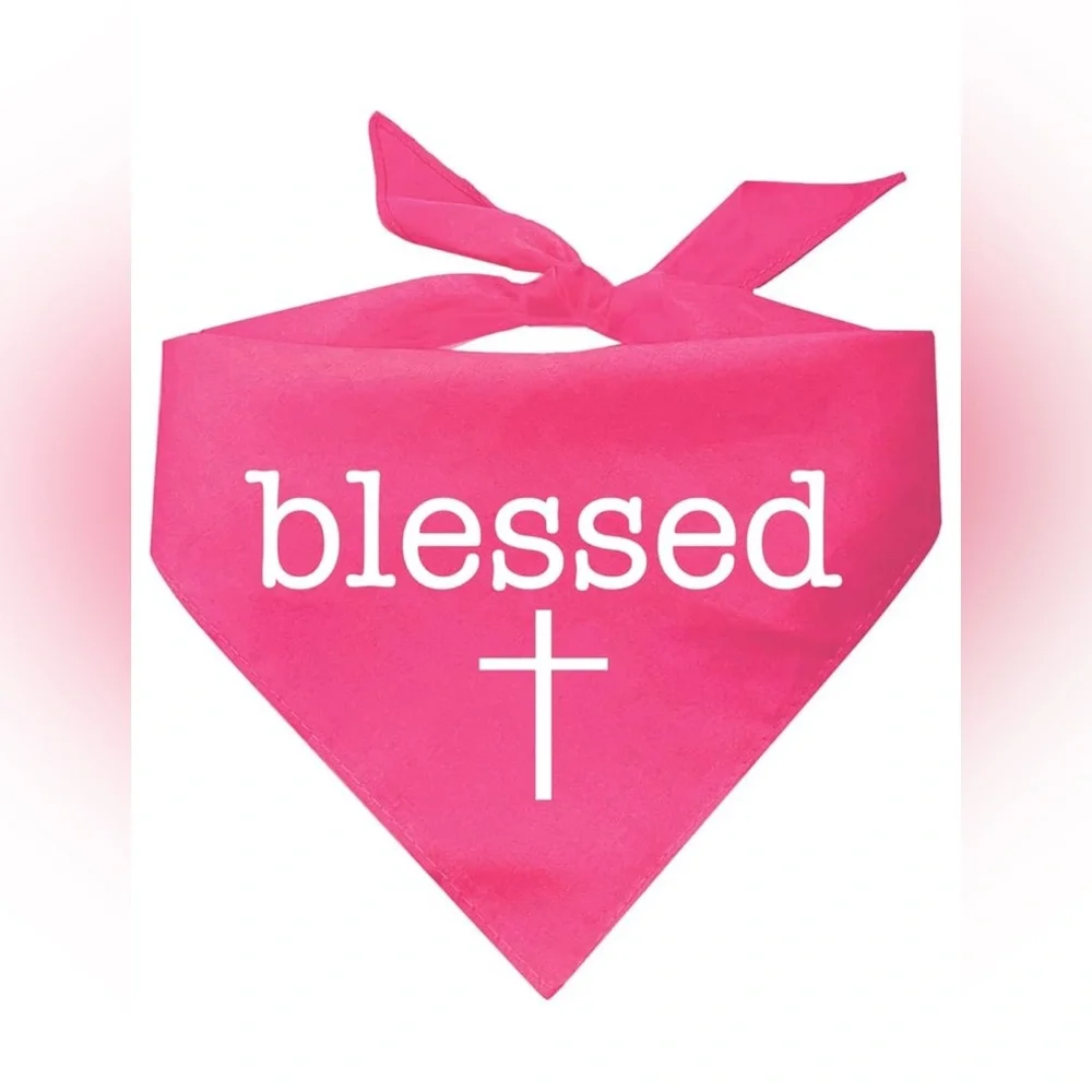 SET of 2, Religious Dog Bandanas Blessed with Cross, Love Jesus & Naps Pink XS